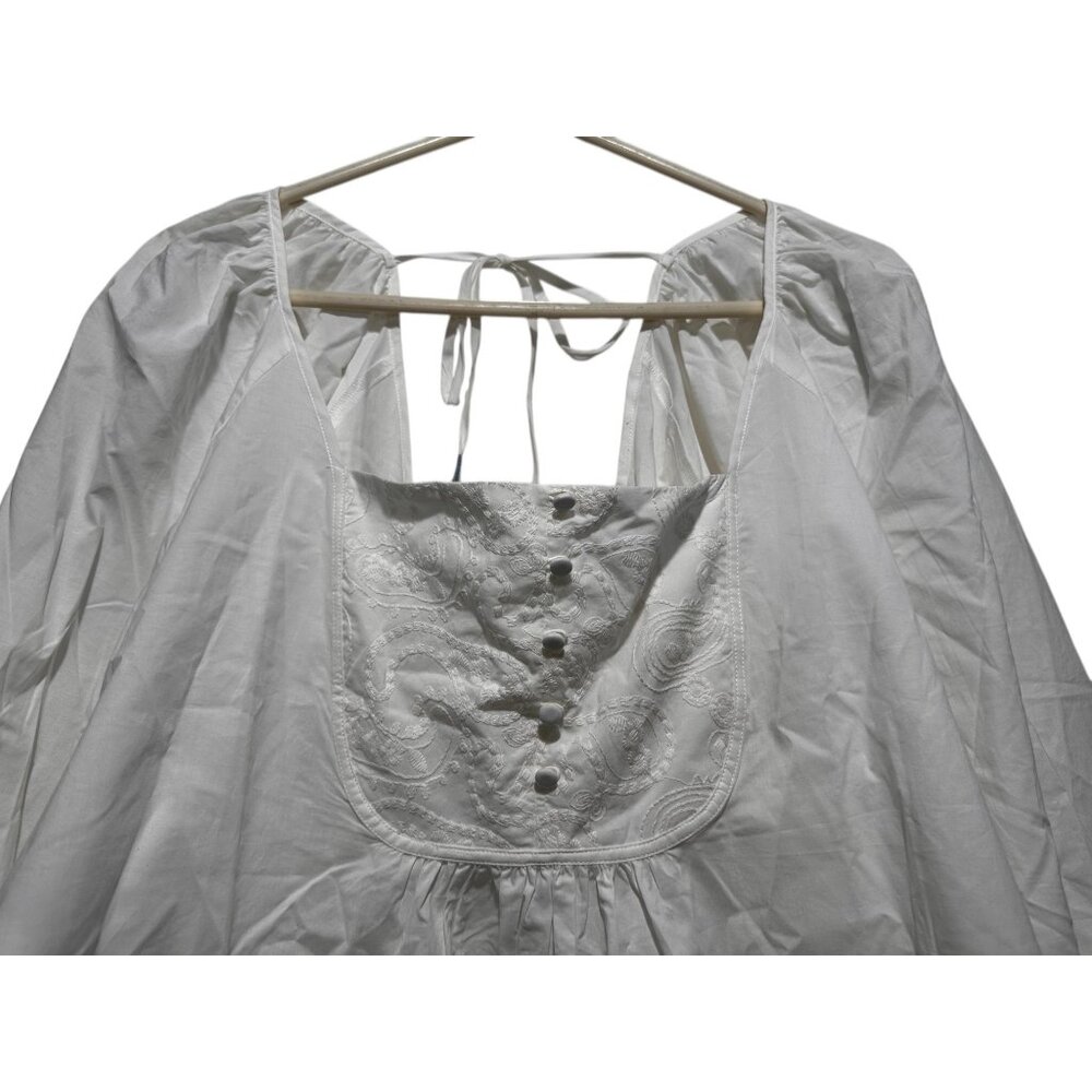 Maurices Lace Babydoll Blouse Womens 1X White Ballon Sleeves Cottagecore Peasent - Picture 14 of 16